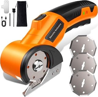 Cordless Electric Scissors with 3 Tungsten Steel Blades, 2500mAh Battery, LED Light, High-Torque Motor, Cardboard Cutter for Fabric, Cardboard, Leather, Carpet, Wire Rope Cutters (Coral Orange)