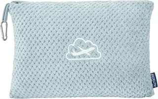 BEDELITE Travel Blanket with Bag, Jacquard Fleece Blanket 65"x40", Blue | Ultra-soft Airplane Blanket, Luggage Sleeve & Backpack Clip, Travel Essentials for Women, Foldable as Pillow for Long Flight