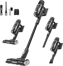 Eureka ReactiSense 350W Anti-Tangle Cordless Stick Vacuum, NEC440BK | Floor Sense + React, Up to 60-Min Runtime, Lightweight, Anti-Allergen HEPA Filter, For Pet Hair, Hard Floors & Carpets, Black