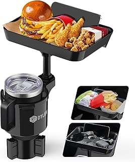 DYLEN Car Cup Holder Tray, 9.5”Detachable Car Food Tray Table for Eating | Cup Holder Expander Adapter for Car, Road Trip Essentials, Car Accessories Fits Owala, Yeti, Large Bottles 16-46 oz