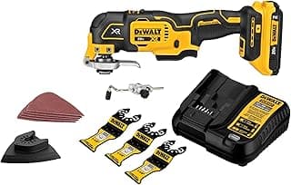 DEWALT 20V MAX XR Oscillating Multi-Tool Kit, Oscillating Tool Accessories, Cordless, 3-Speed, Quick Blade Change, Sand Paper, Blades, Battery and Charger Included (DCS356D1)