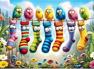 Birds Family Puzzles for Adults 1000 Pieces,Colorful Cartoon Socks 1000 Piece Puzzle for Adults,Hard Difficult and Challenging Jigsaw Puzzles Toy Games,Home Wall Decor 27.5 X 19.7inch