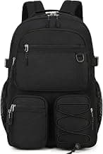 Lohol Water Resistant Daypack with Mulitiple Pockets for School Travel Outdoor College, 15.6 inch Laptop Backpack for Men and Women (Black)