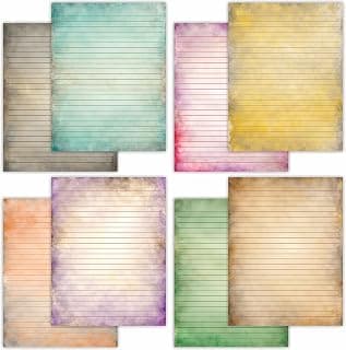 PARTH IMPEX 56 Sheets Vintage Lined Writing Paper 8.5x11 - Letter Size | Ruled Stationery Rustic Old Looking Letterhead Printer Paper - 120gsm Thick Uncoated Decorative Colored Antique Aged Design