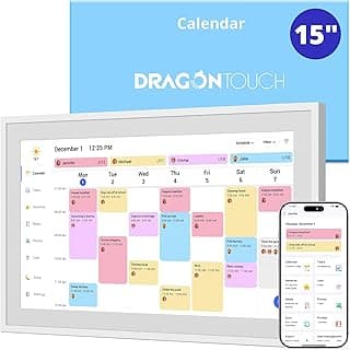 Dragon Touch 15.6" digital calendar chore chart – 1080P full HD interactive touchscreen, smart family planner, Hearth Display wall & desk mountable for seamless scheduling