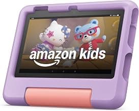 Amazon Fire 7 Kids tablet (newest model) ages 3-7. Top-selling 7" kids tablet on Amazon. Includes ad-free and exclusive content, easy parental controls, 10-hr battery, 16 GB, Purple