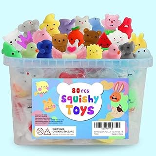 80 Pcs Party Favors for Kids 4-8, Kawaii Squishies Mochi Squishy Toys Bulk | Fidget Sensory Toys Birthday Gifts for Boys Girls, Easter Egg Fillers Treasure Box Toys Classroom Prizes Goodie Bag Stuffers