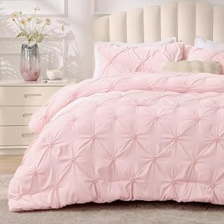 BEDELITE Queen Comforter Set Baby Pink,Lightweight & Soft Comforter | Pintuck Boho Bedding, Warm & Cute Bed Set for All Season,With 2 Pillowcases
