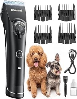 oneisall Dog Clippers for Grooming Thick Heavy Coats | Low Noise,5 Blade Lengths,Detachable Blade,Fits Wahl's 3379,3332-3339 Metal Guards,Long Battery Life,High-Speed,4 Guide Combs