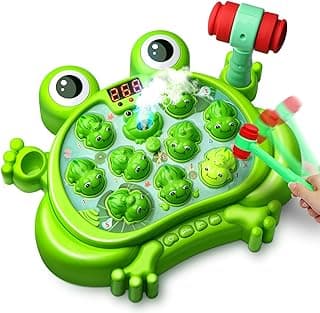 HopeRock Toys for 2 3 4 5 Year Old Boy, Whack A Frog Game, Toddler Boy Toy | With 5 Modes,45 Levels,9 Music Spray and Light-up, Baby Toy Gifts for Early Learning, Birthday Gift for Toddler Boy Toys