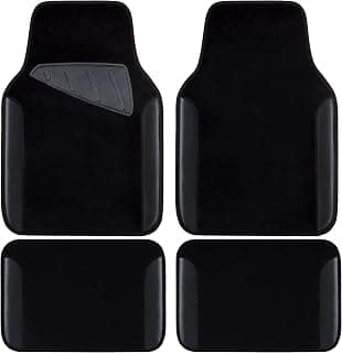 CAR PASS Waterproof Universal Fit Car Floor Mats, Faux Leather Car Carpet Mats, Black Car Mats with Anti-Slip Nibbs Backing & Driver Heel Pad Fit for SUV,Vans,sedans, Trucks,Set of 4pcs(All Black)