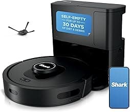 Shark AV2501S AI Ultra Robot Vacuum, with Matrix Clean, Home Mapping, 30-Day Capacity HEPA Bagless Self Empty Base, Perfect for Pet Hair, Wifi, Dark Grey | Matrix Clean, 360° LiDAR Home Mapping, 30-Day HEPA Bagless Self-Empty Base, Self-Cleaning Brushroll, Wi-Fi