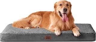 EHEYCIGA Orthopedic Dog Bed Large with Removable Washable Cover, 41IN Grey | Egg Crate Foam Support, Durable Oxford fabric, Non-Slip Bottom, Machine Washable, Soft Waterproof Plush Pet Bed Mat For Crate