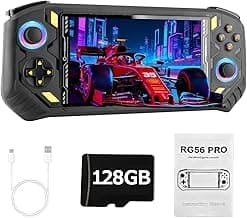 RG56PRO Retro Video Game Console - 5.5 Inch IPS Screen,31000+ Classic 3D Games,5000mAh Battery, Open Linux System,Portable Console with 128G TF Card - Birthday Gift for Boyfriend (Black)
