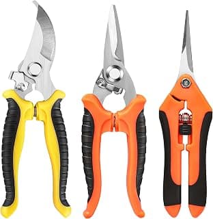 EWPJDK 3 Pack Garden Pruning Shears Scissors Clippers Stainless Steel | Gardening Shears, Gardening Shears, Pruning Snips for Gardening Tools, Securely Lock, Non-Slip, Ergonomically Designed