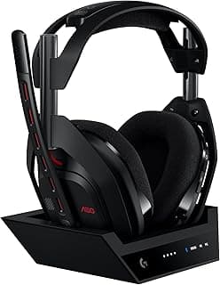 Logitech G Astro A50 Multi-Platform Wireless Gaming Headset - Black | For PS5, Xbox, PC, Switch - PLAYSYNC Audio Switcher, <16 bit/48kHz (Console), <24 bit/48 kHz (PC), <24hr Battery, 2.4GHz & BT
