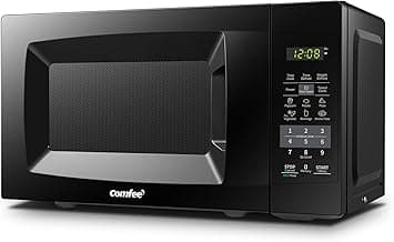 COMFEE' Countertop Microwave Oven, 0.7 Cu.Ft, 700W, Black, ECO Mode | Sound On/Off, One-Touch Buttons, Child Safety Lock, for Dorm, Apartment, Office