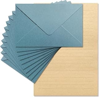 Tuhangcc Premium Velvet-Touch Stationery Set - Unique Design with 24 Writing Sheets, 12 Envelopes (4x6) - Elegant Writing Kit for Love Letters & Party Invitations (Lake blue)