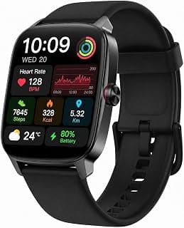 Smart Watch for Men Women, 1.85" HD Touch Screen Smartwatch with Bluetooth Answer/Make Calls, Fitness Tracker Compatible with iPhone Samsung Android iOS Dark Black