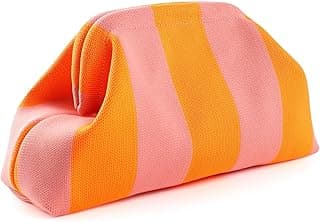 Woven Dumpling Bags for Women Pink and Green Purse Colorblock Clutch Crochet Purses Handbags Summer Beach Clutch 2025