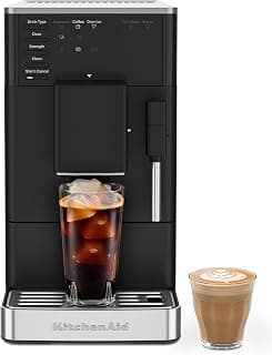 KitchenAid Fully Automatic Espresso Machine KF2 With Iced Coffee, KES8452 | 6 Hot and Iced Coffee Options, Built-In Grinder, Integrated Steam Wand for Milk Frothing, Black Matte