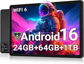Android 16 Tablet 10 Inch, 24GB RAM 64GB ROM 1TB,HD IPS,Fast WiFi 6, BT 5.4 | Electronics Tablets with HD IPS Touchscreen, 6000mAh 12H Battery, 2*Cameras Tablets for Kids & Adults, Gifts, Streaming, Work