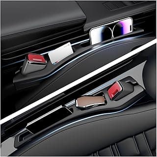 2PCS Car Seat Gap Filler Organizer,Multi-Purpose Car Seat Gap Fillers with Seats Belt Holes & Phone Holder,Universal Console Catcher Between Seats Cars Interior Accessories