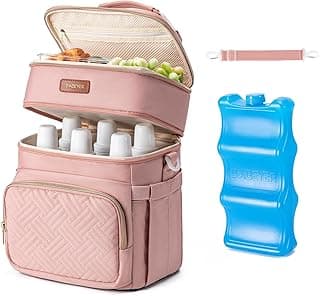 Breastmilk Cooler Bag with Ice Pack Fits 6 Baby Bottles Up to 9 Ounce