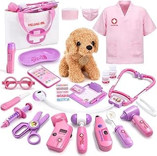Meland Doctor Kit for Kids with Puppy, Pretend Play Toy Gift for Ages 3-6 | A wonderful gift for toddler girls, everything need for little doctors,encourage caring through role play, simple to store