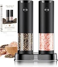 Electric Salt and Pepper Grinder Set Automatic Battery Pepper Mill Shakers Adjustable Coarseness Upgraded Larger Capacity with Led Home and Kitchen Appliances Birthday Gifts for Women Men