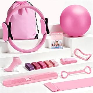 Pilates Ring Set for Home Workout -13'' Magic Circle and Ball,14Pcs | Flexible Non-Slip Ring, Premium Yoga Ball, Multi-Resistance Bands, Eco-Durable Material, Full-Body Toning, Beginner-Friendly