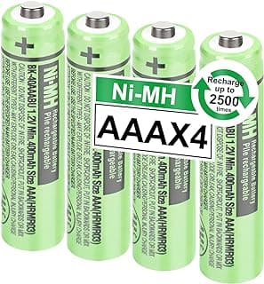 OSIM 4Pack BK-40AAABU Ni-MH AAA Rechargeable Batteries 400mah AAA Ni-MH Rechargeable Batteries 1.2V for Panasonic Cordless Phones, Remote Controls, Electronics