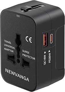 Universal Travel Adapter USB C, All in One Worldwide Plug Adapter, Black | Fast Charge GaN PD3.0, Type C USB-A Quick Charging, International Wall Charger, AC Power Outlet Converters, for USA EU UK AUS
