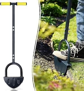 Colwelt Saw-Tooth Edger Lawn Tool, Half Moon Lawn Edger with T-Grip, Sidewalk Grass Long Handled Step Edger, 38-Inch | Garden Edging Tool with Sharp Steel Blade, 38in, Wide Footplate, Ergo T-Grip Handle, Edging Shovel for Landscaping & Sidewalk