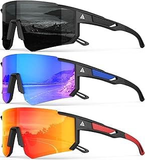 Polarized Sports Sunglasses for Men Women, UV400 Protection Mens Sunglasses Wrap Around Sun Glasses for Cycling Running