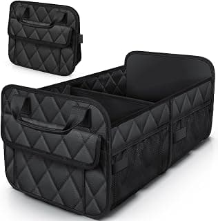 HOTOR Trunk Organizer for SUV – Foldable Car Organizers and Storage | 2 Compartments, Large Capacity Car Trunk Organizer Car Accessories for Truck Sedan, Black, 21.7" x 12.8" x 11.0"