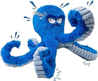 LEGEND SANDY Tough Dog Toys, Stuffed Chew Large Dog Toys to Keep Them Busy, Interactive Squeaky Tug of War Doggie Toy, Crinkle Blue Octopus | Interactive Tug of War Puppy Toys, Crinkle Stuffed Octopus for Small Medium and Large Breeds, Birthday Gift for Pet