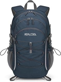RealCool 20L Lightweight Hiking Backpack, Waterproof Daypack for Camping | 210D tear-resistant nylon, breathable shoulder and back panel, Multi-Compartment,hydration system,reflective strip,bungee net