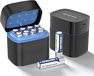 Maxfree Rechargeable AA Batteries Lithium with Charger, 8-Pack 1.5V 3600mWh