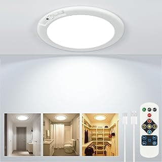 Wireless Closet Lights Motion Sensor Rechargeable Ceiling Light Indoor | Battery Operated Led Night Lights for Bedroom with Remote, Living Room Bathroom Home & Kitchen Decor Lighting