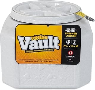 Gamma2 Vittles Vault Dog Food Storage Container with Airtight Lid, holds up to 10-15 Pounds of Dry Pet Food, Cat Kibble and Bird Feed, BPA Free, Made in USA, Without Scoop