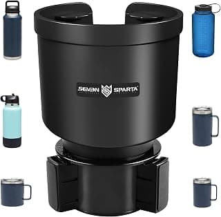 SEVEN SPARTA Car Cup Holder Expander for 32-46oz Large Bottles & Tumblers | Larger Version Fits Yeti 46oz, Hydro Flask & Nalgene, Upgraded Adjustable Offset Base, Fits 3.5"-4" Bottles, Mugs & Tumblers