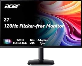 Acer 27in FHD 1920x1080 IPS 120Hz Gaming Monitor | Office KB272 G0bi | 1ms, AdaptiveSync, sRGB 99%, HDMI, VGA, VESA Mountable, Bluelight Filter