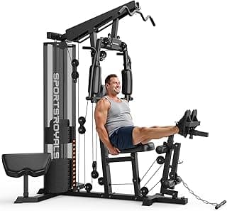 SPORTSROYALS Home Gym, Multifunctional Workout Station with Leg Press | 150LBS Weight Stack Full Body Workout Equipment for Home Exercise Fitness Strength Training