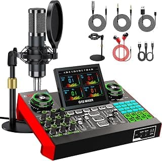 TENLAMP G10 Creator Audio Mixer Bundle with Microphone for Streaming | Studio-quality sound with noise reduction, voice effects, auto-tune and Bluetooth for streaming, podcast and singing