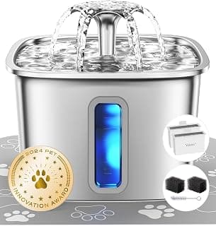 Veken Innovation Award Winner Stainless Steel Cat Water Fountain, 108oz, C2