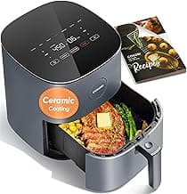 Cosori Air Fryer Pro LE 5 Qt, 9-in-1, Ceramic Coating, Shake Reminder, Grey | 7 presets with Reheat, Keep Warm, Max 450°F, 85% Less Oil, Touch control, LED glass panel, 130+ Chef-inspired Recipes, 1500W