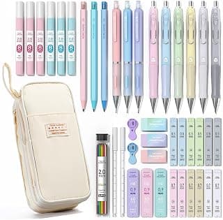 Four Candies 42PCS Mechanical Pencil Set with 696 Lead Refills (Cream) | 0.5mm - 2.0mm Mechanical Pencils, Aesthetic School Supplies for Writing, Drawing, Drafting , Note-Taking & Back to School