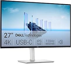 Dell 27 Monitor S2725QC, 4K UHD IPS, 120Hz, 99% sRGB, 4ms, FreeSync Premium | 3840x2160, 163 PPI, USB-C, HDMI, DisplayPort, Anti-Glare, Eye Comfort Technology, LED Edgelight System
