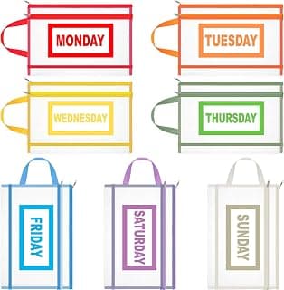 Trandraft 7 Pack Packing Cubes for Travel Days of Week Packing Cubes with Label Clear Zippered Storage Bag for Summer Camp Essential